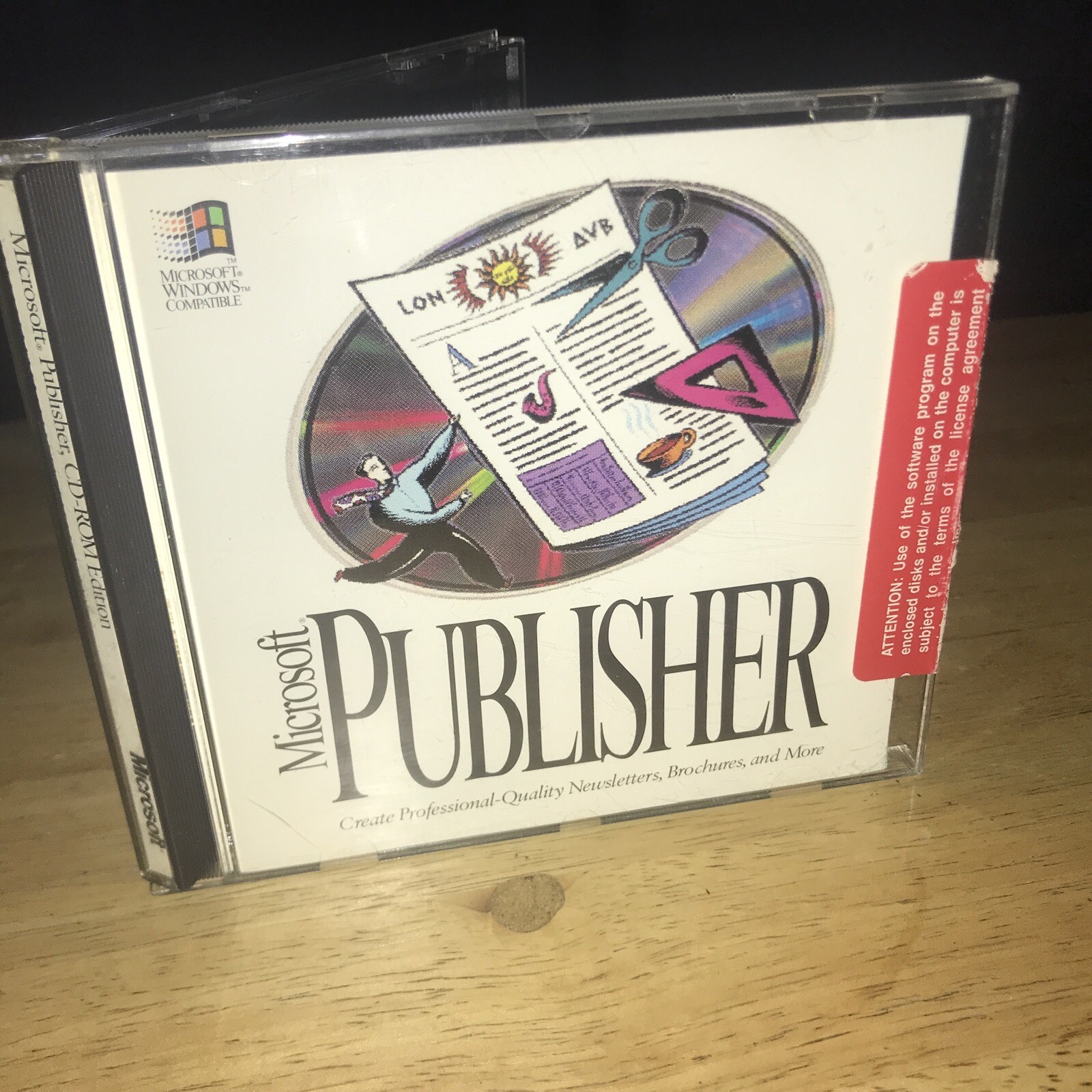 Microsoft Publisher Version 2.0 (1994) Vintage Software Case, Cert. Of Auth Incl