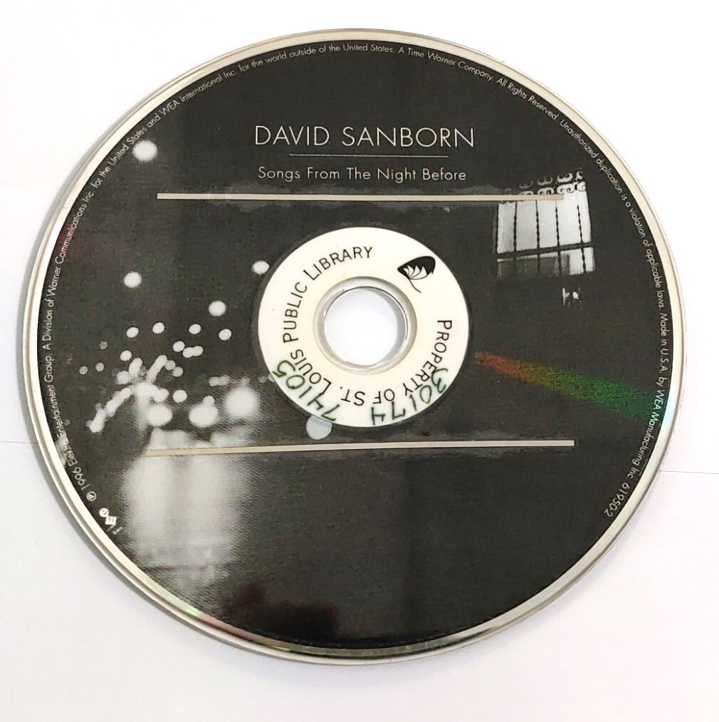 David Sanborn Songs From the Night Before CD DISC ONLY, No Case, Art or Tracking