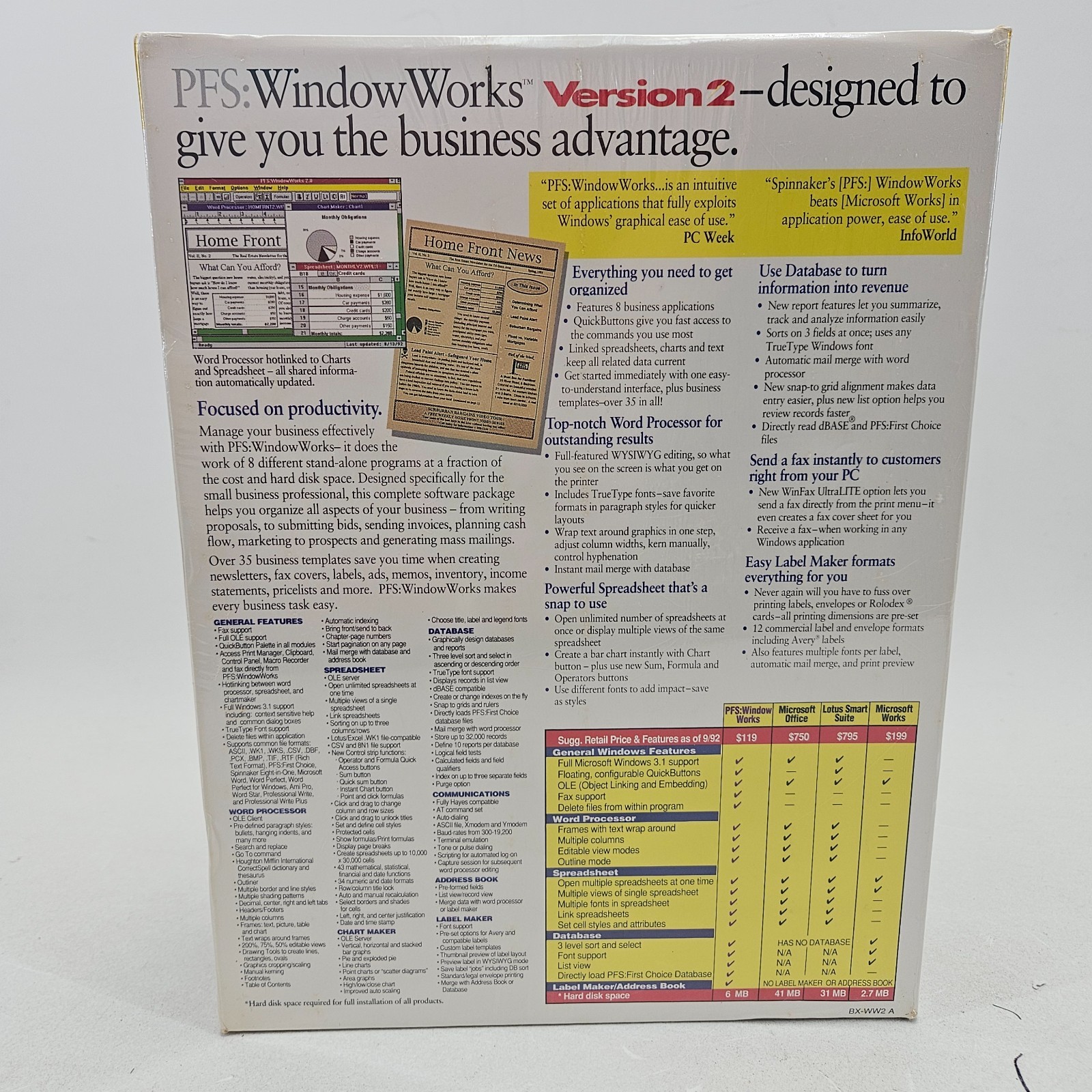 PFS Window Works Version 2 with WinFax Ultralite, 3.5″ Floppy Disc, New Sealed