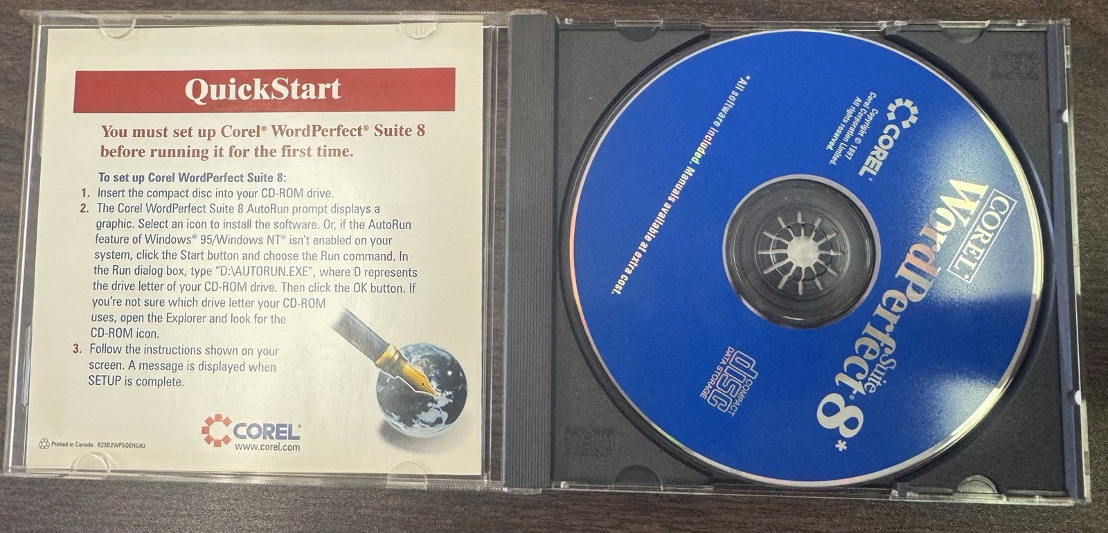 Corel Word Perfect Suite 8 Software CD Windows 1997