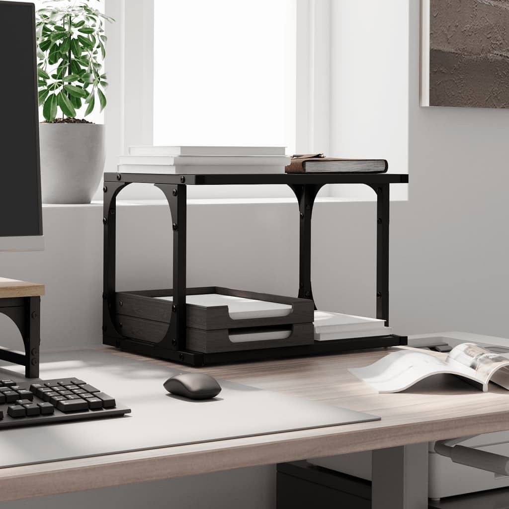 vidaXL Printer Stand 2-Tier Black 16.1″x11″x13.2″ Engineered Wood