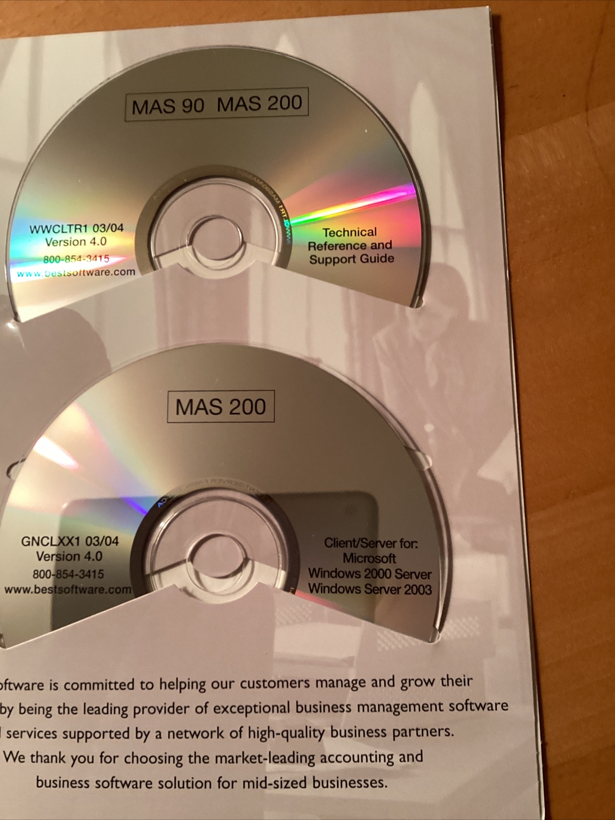 New Sage MAS200 4.0, Upgrade Versions, Crystal Reports, Docs, CDs, Etc. Value+
