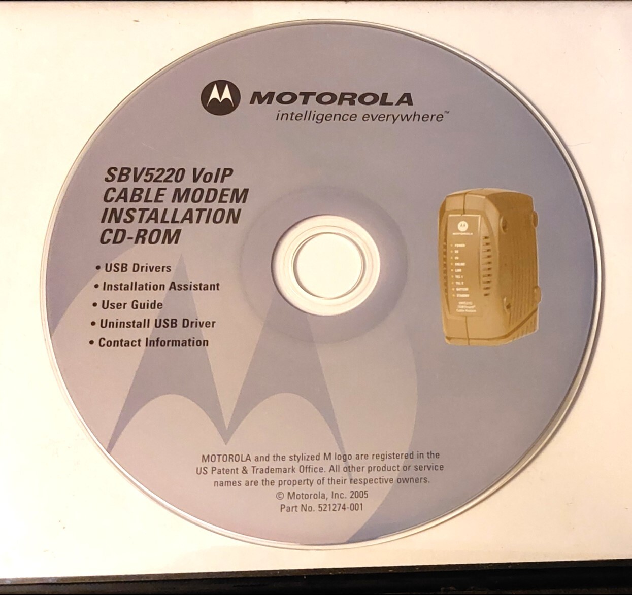 Motorola SBV5220 Cable Modem Install CD-ROM PC DISK ONLY No Art, Case, Tracking