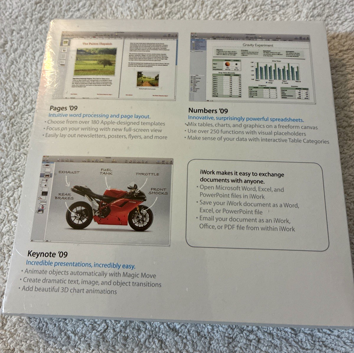 Apple iWork ’09 (Retail) – Full Version for Mac MB942Z/A New Sealed