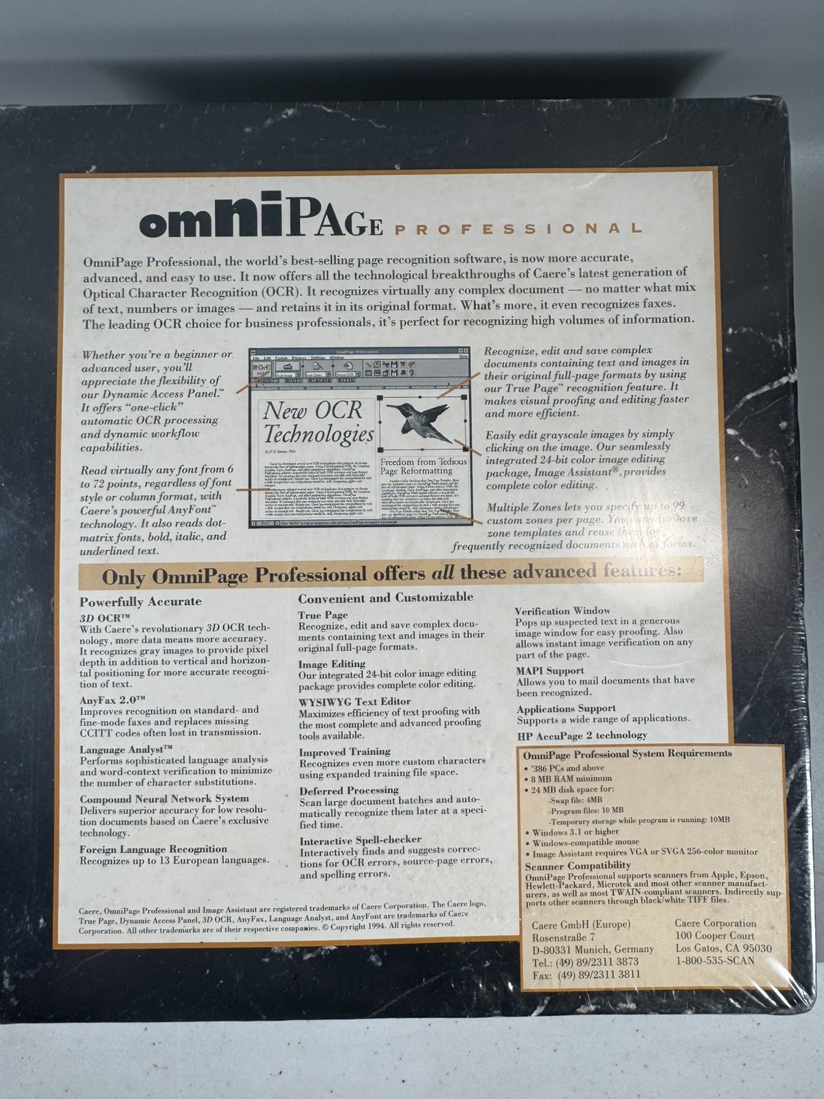 Vintage 1994 OmniPage Professional 5.0 OCR Software New Sealed Caere PC А