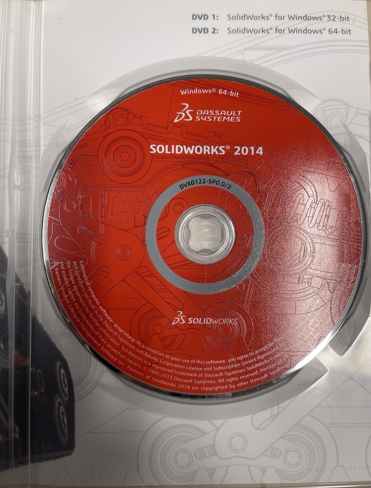 SolidWorks 2014 DVD 2 Discs 64-bit Microsoft NO Serial# Included