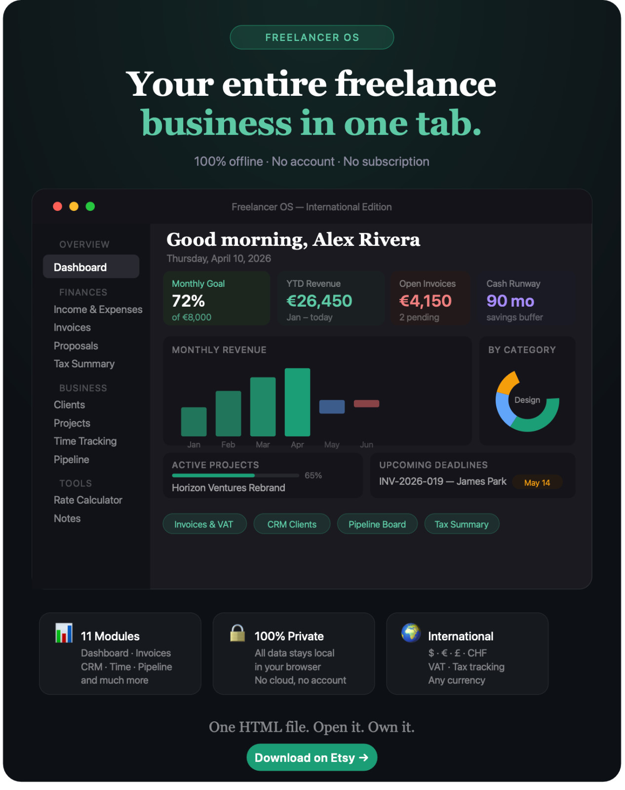 Freelancer OS | All-in-One Freelancer Tool | Invoices, Finance, Clients, Project