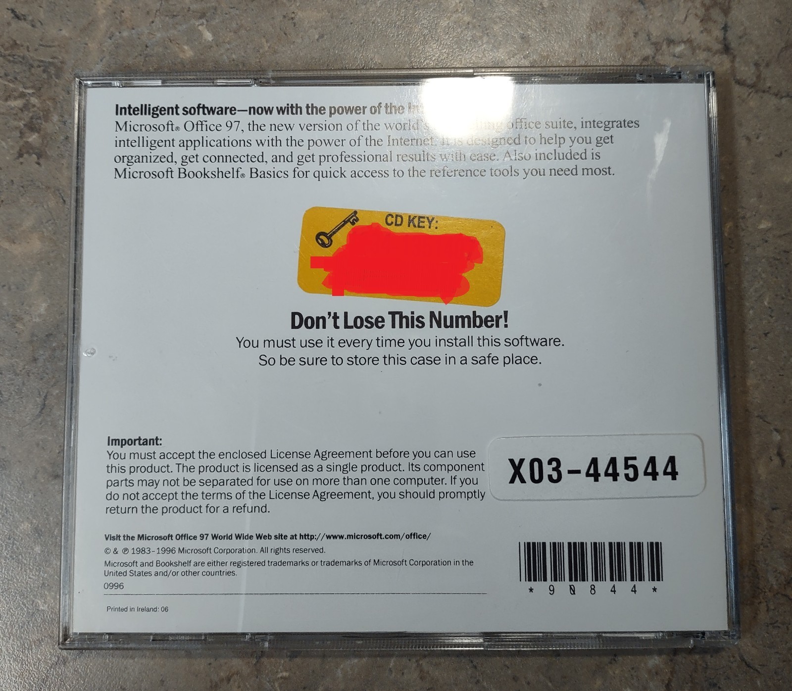 Microsoft Office 97 Professional Edition CD w/ Product Key Vintage Windows 95