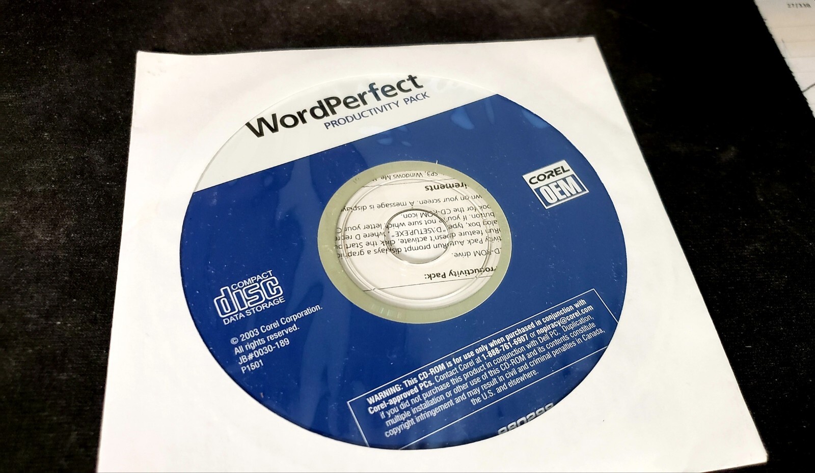 Corel Word Perfect Productivity Pack 0CD940 CD Disc COA Install NEW SEALED