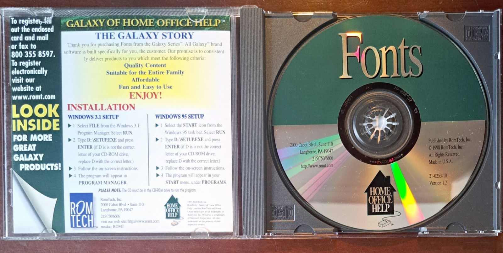 Galaxy of Home Office 2600 Fonts, 1995, Copy And Paste To Any Folder, Windows