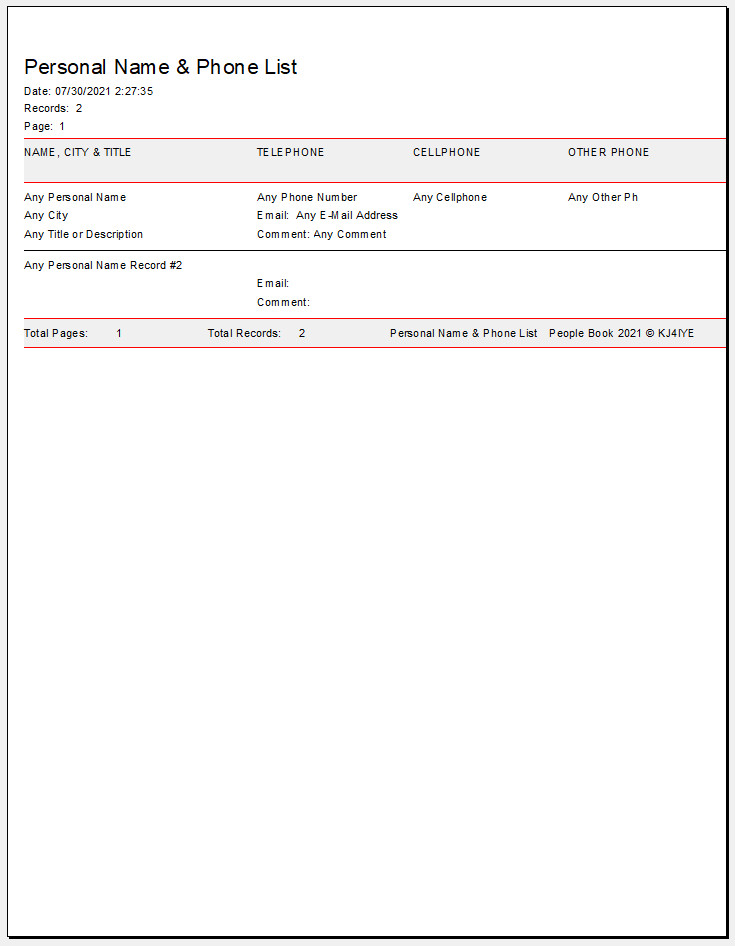 People Book 2021 Software Name, Address & Phone Database for Windows by KJ4IYE