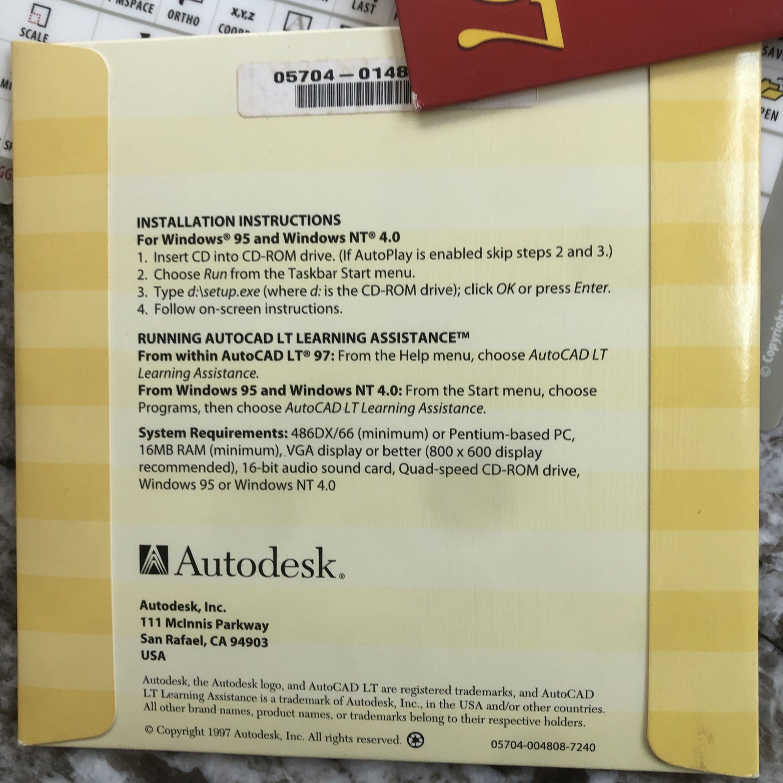 Autodesk AutoCAD LT 97 PC Vintage Software CD ROM Box & Learning Assistance Vtg