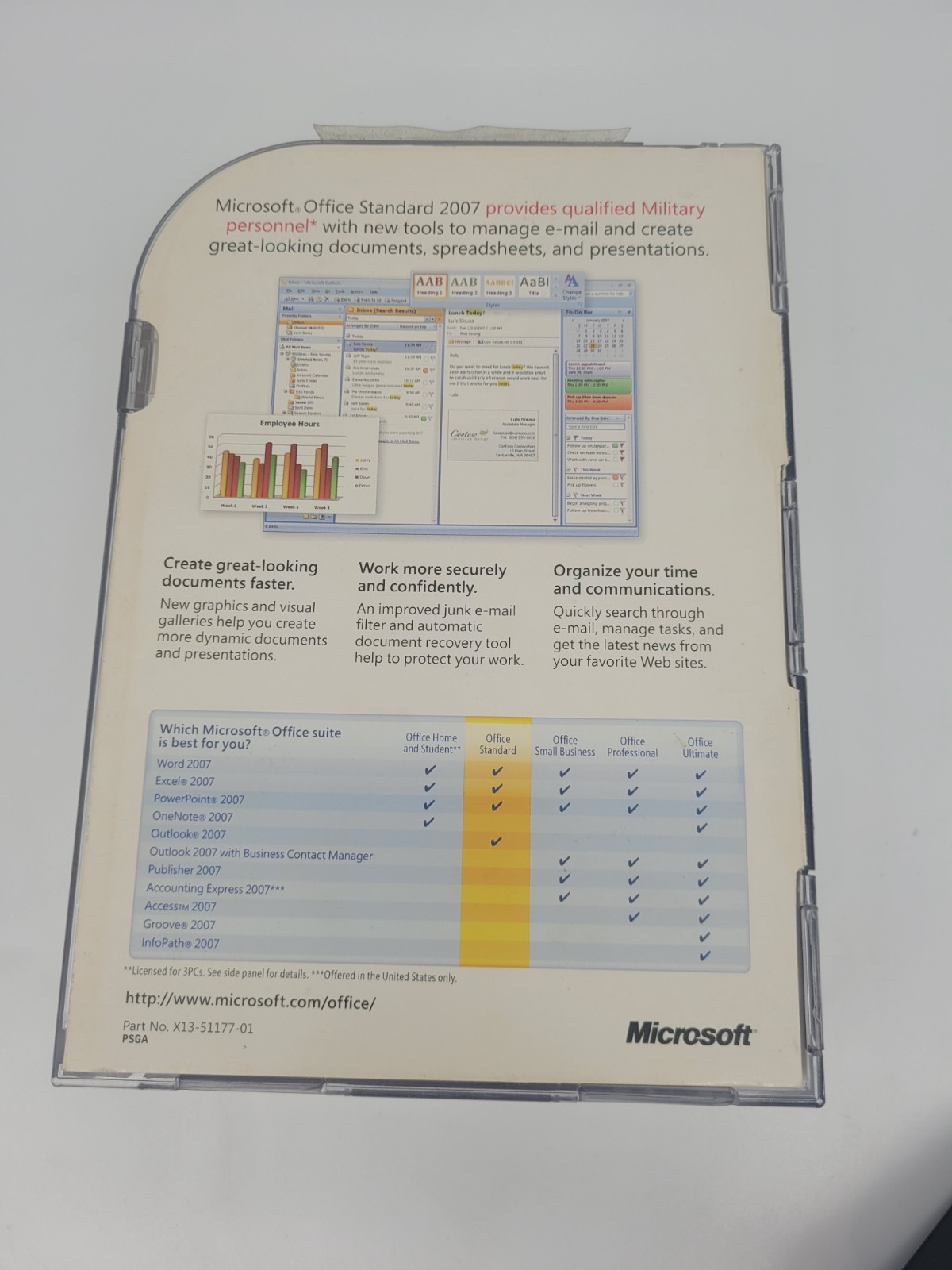 Microsoft Office Home and Student 2007 – Full Retail Box w/ Disc + Product Key
