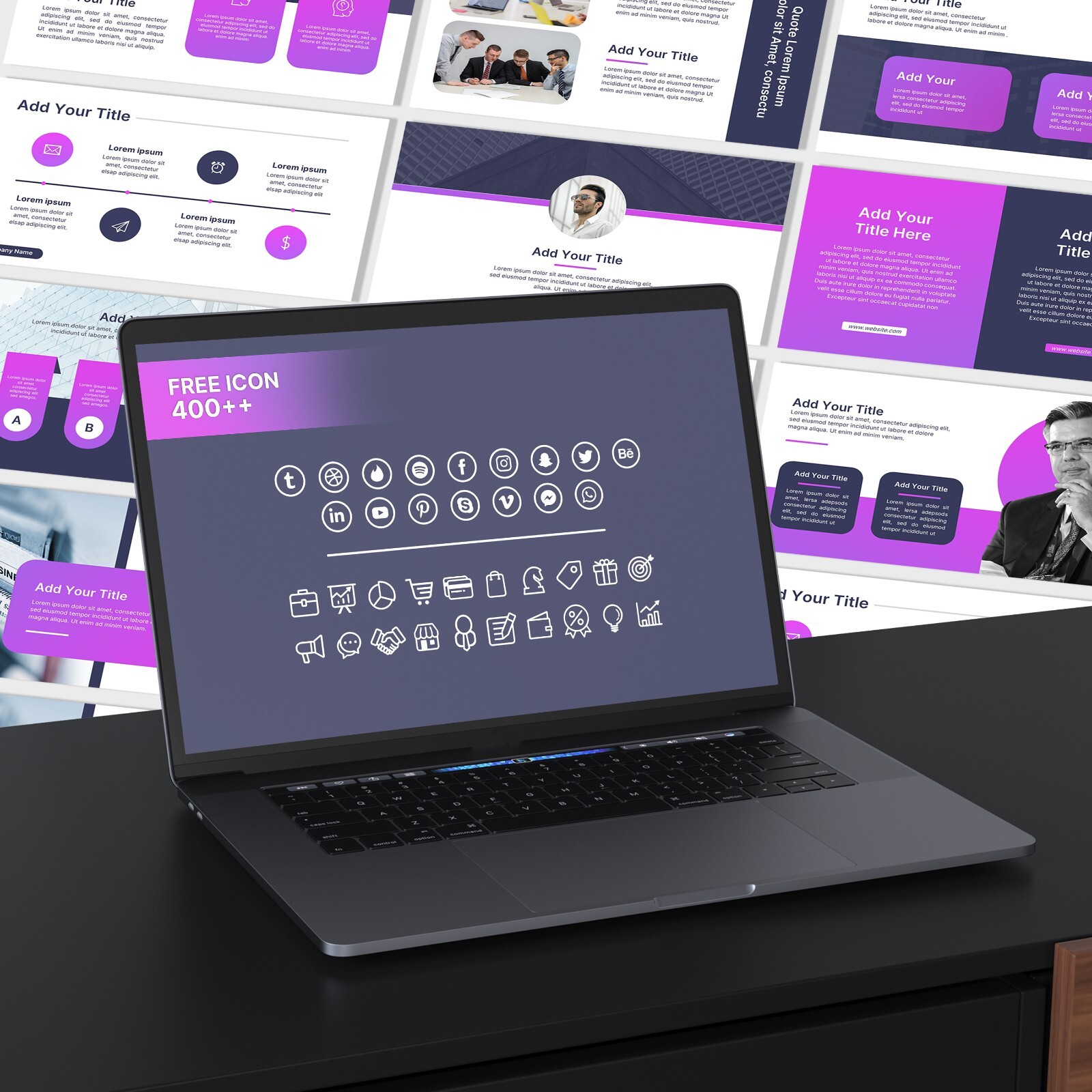 Purple Theme PowerPoint Template – Minimalist Business & Marketing Pitch Deck