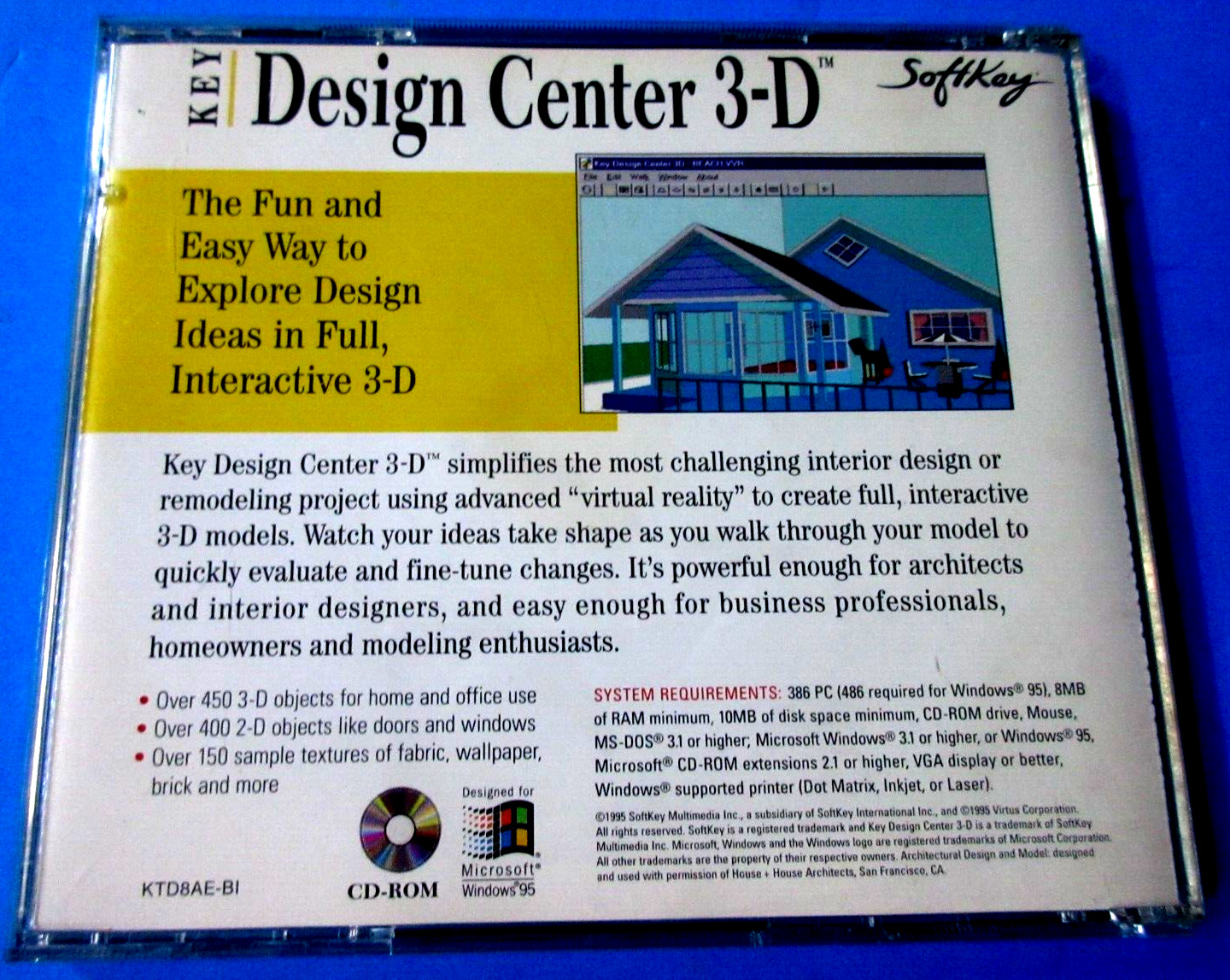 Lot of 3: SoftKey Design Ctr 3D 1995 + 3D Home & Office Design Software+Home De