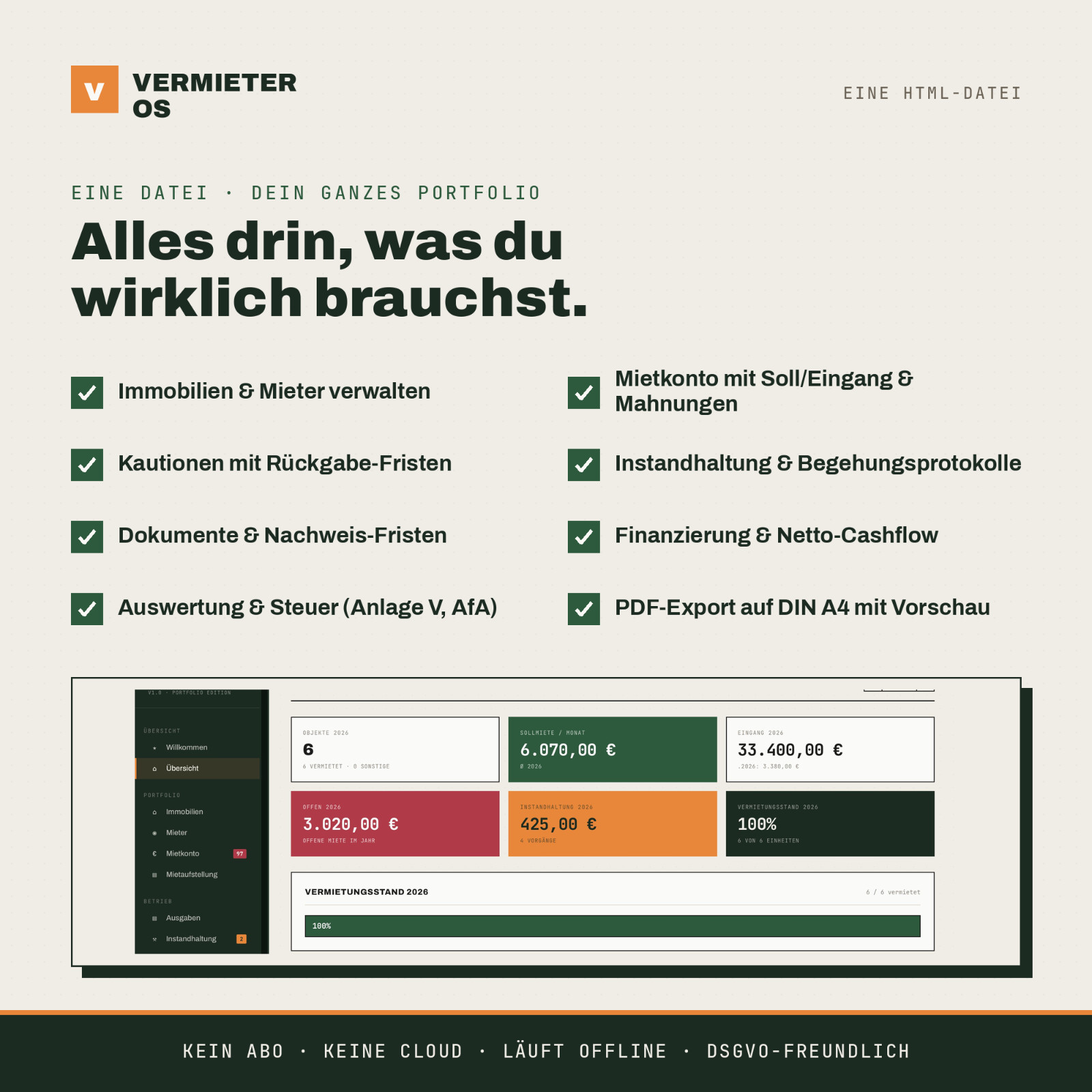 Landlord OS Software (German) | Rental Management, Utilities, Rent, Real Estate