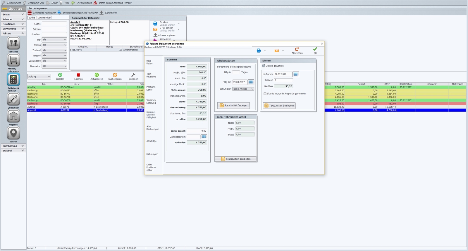 Invoice program for caretakers, caretaker service software solution, IT program