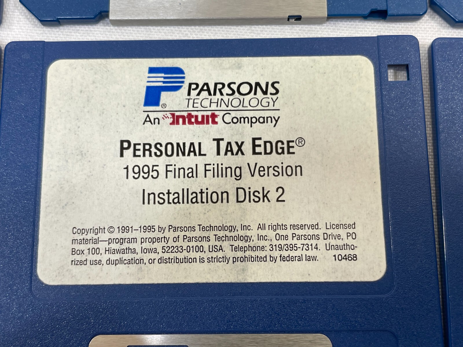 Vintage 1995 Parsons Technology Software State & Personal Tax Edge 3.5″ Floppy 7