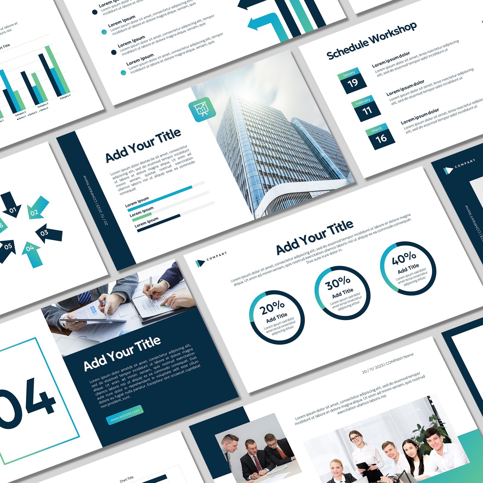 Modern Blue PowerPoint Template – Minimalist Business & Marketing Pitch Deck