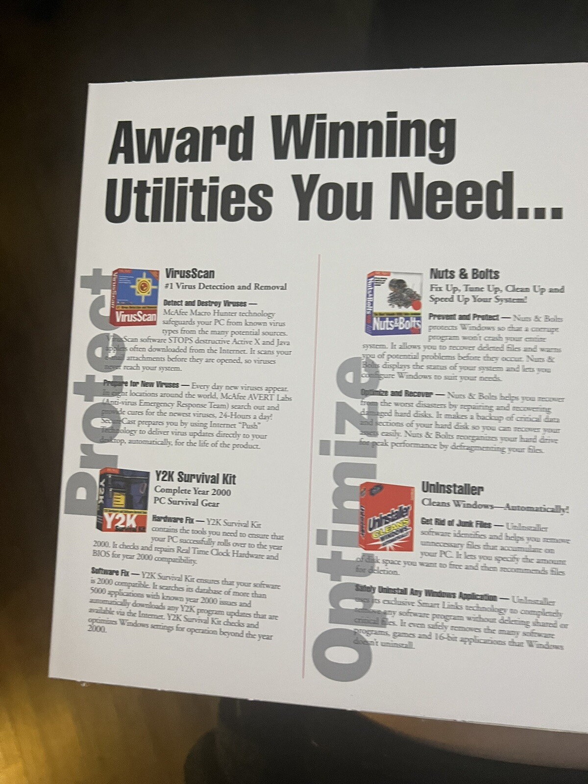 McAfee Office 2000 PC Utilities Protect Optimize Repair VirusScan Uninstaller