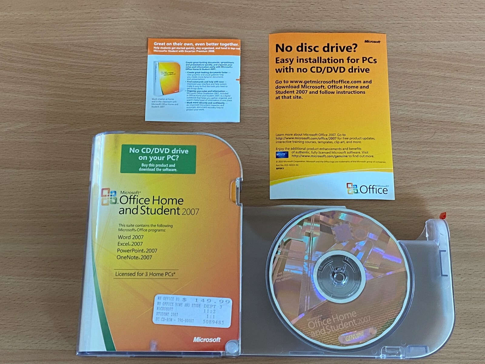 Genuine Microsoft Office Home and Student 2007 Licensed for 3 Home Computers