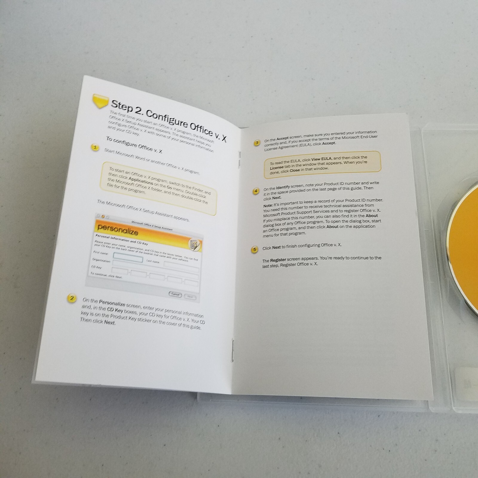 Office Mac OS X Software Disc CD 2001 Serial # Product Key Number in Case + Docs