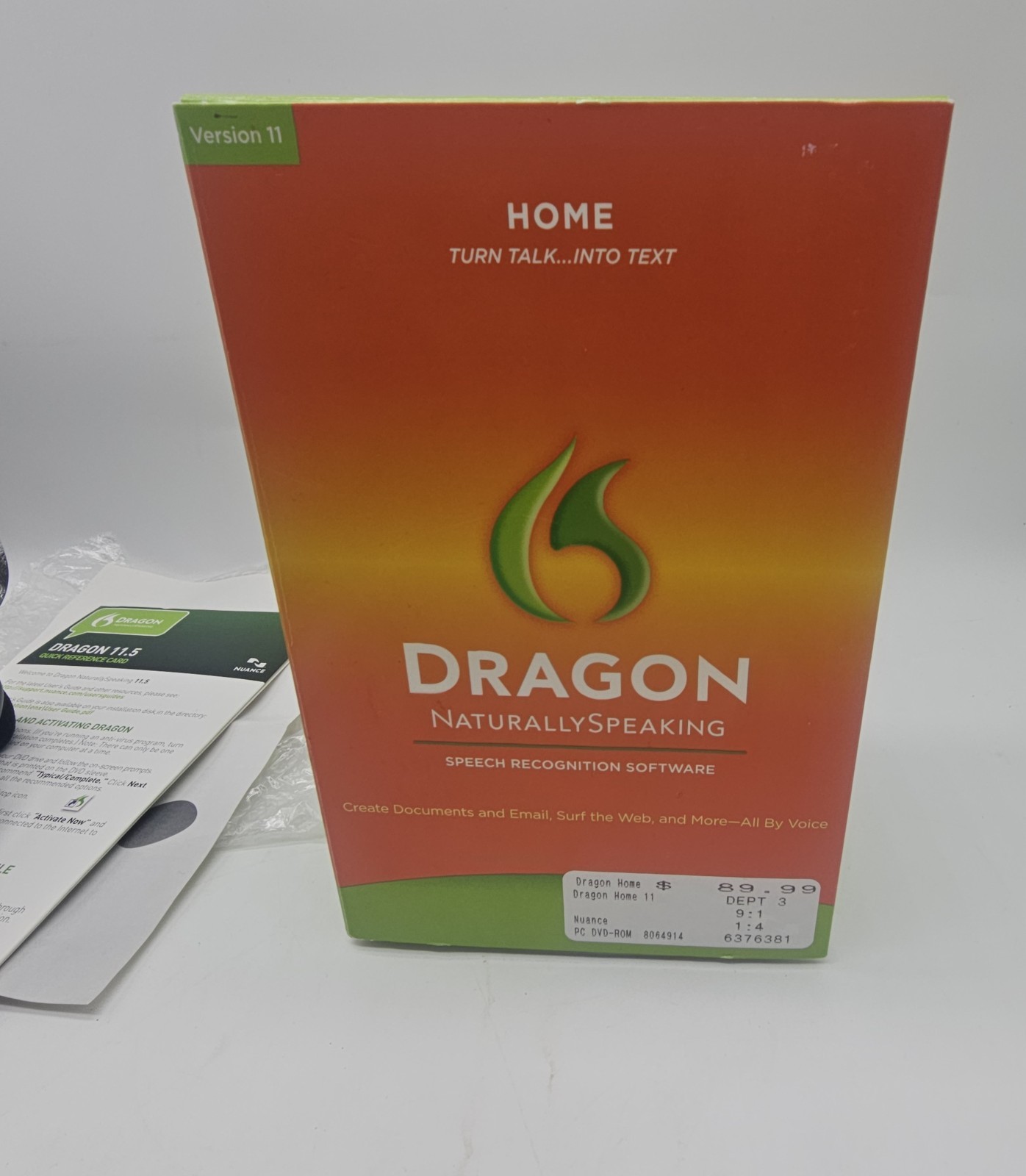 Dragon Naturally Speaking Home Version 11 With Head Set – Open Box