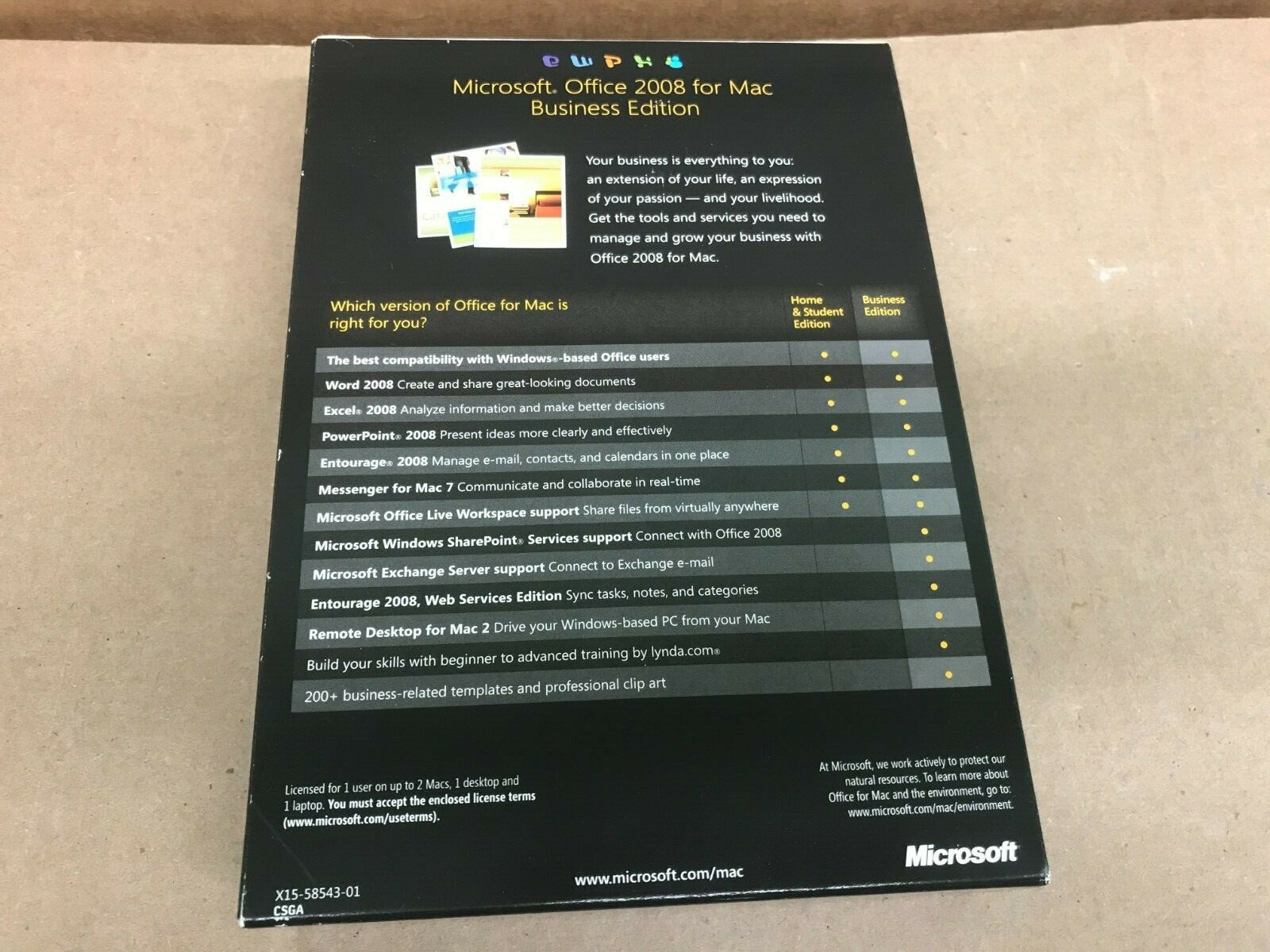 Microsoft Office for Mac 2008 Business Edition_GYD-00001 with Key