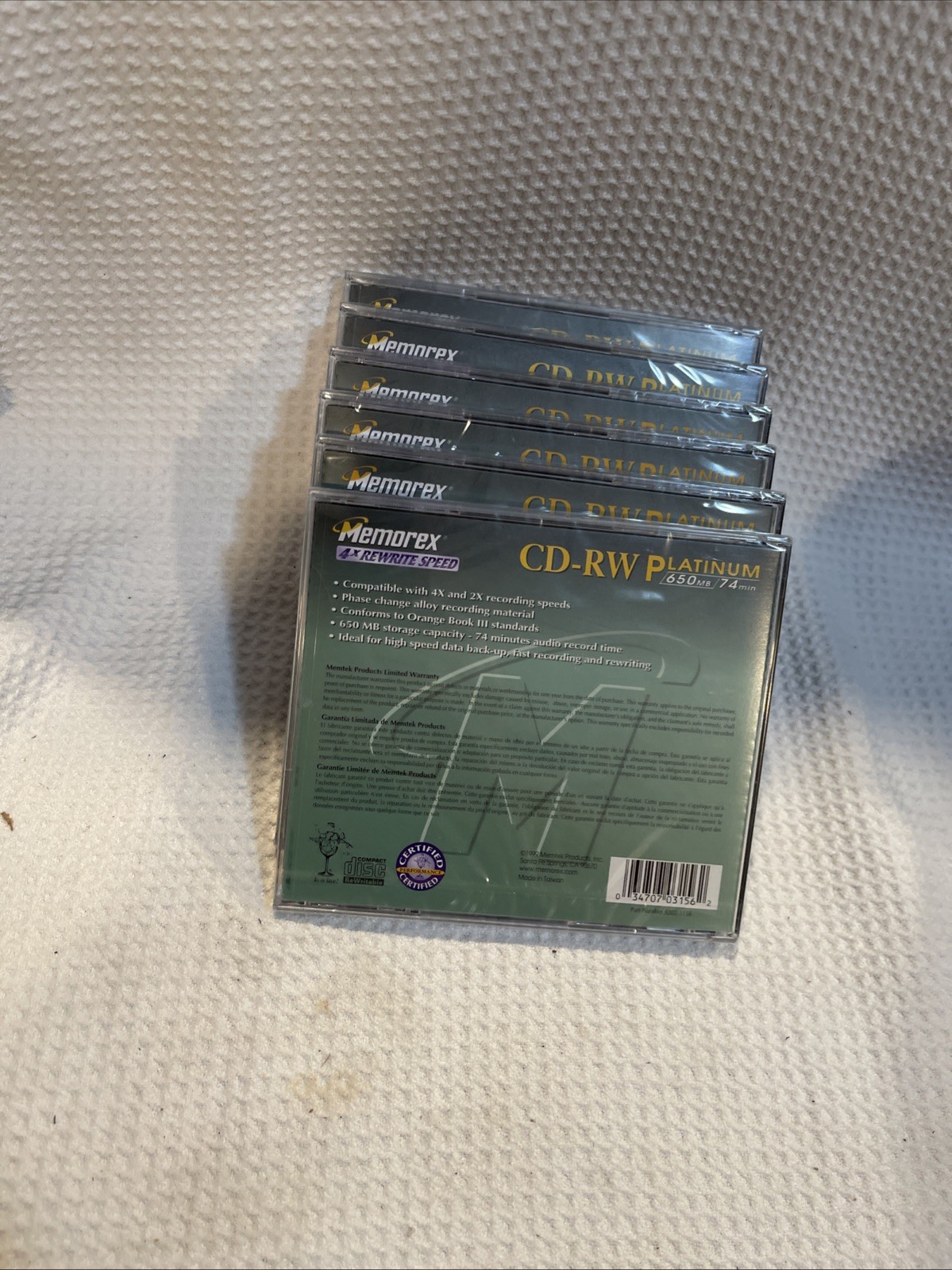 Memorex CD-RW Platinum 650MB 74min Vintage Blank Media Lot of 6 Rewritable, New