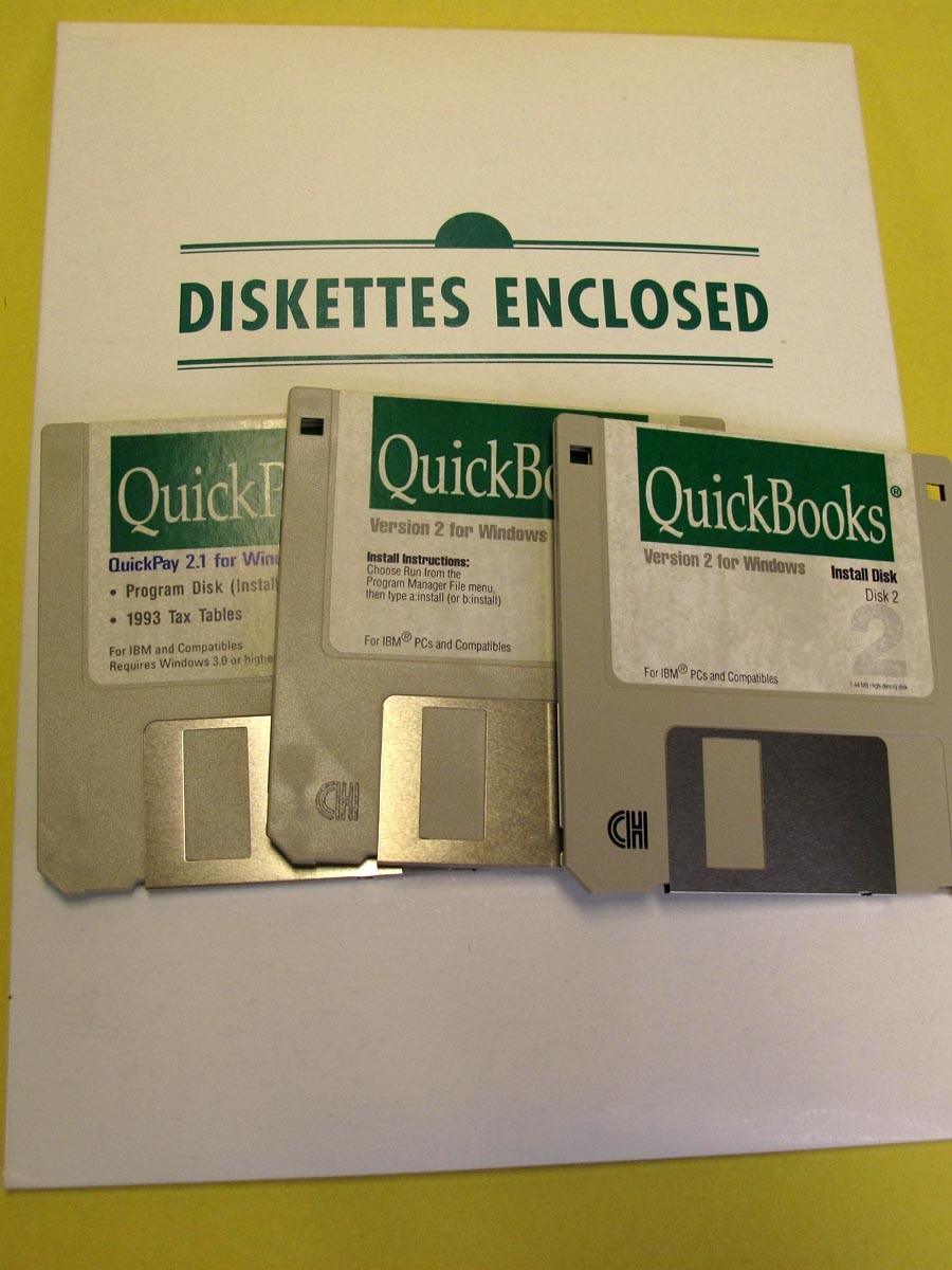 Quickbooks & Quickpay Version2.1 3 1/2 in disks Early QB Vintage