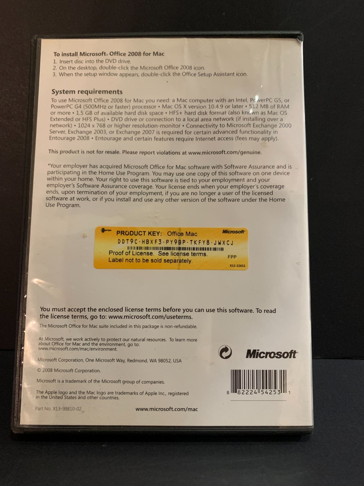 Microsoft Office:Mac 2008 – Home Use Program – Productivity Suite for Collectors