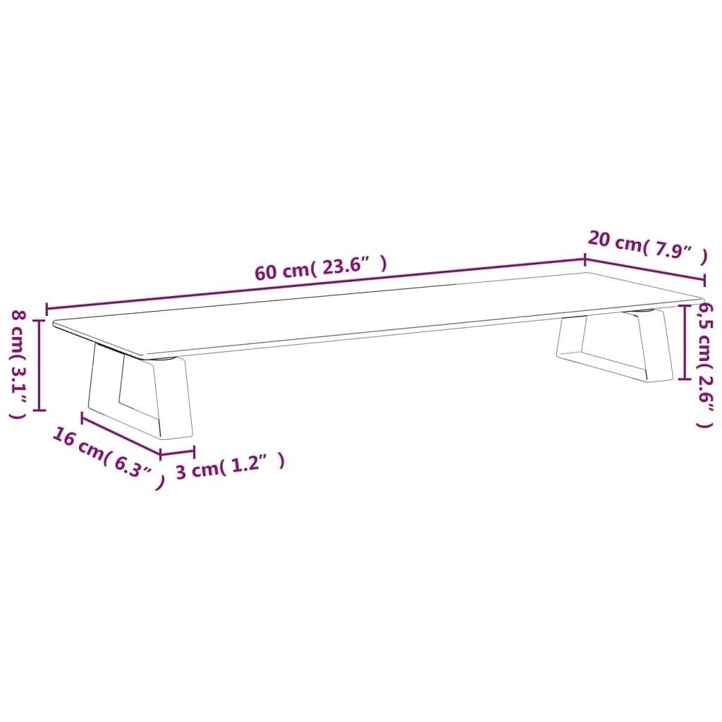 Monitor Stand Black 23.6″x7.9″x3.1″ Tempered Glass and Metal