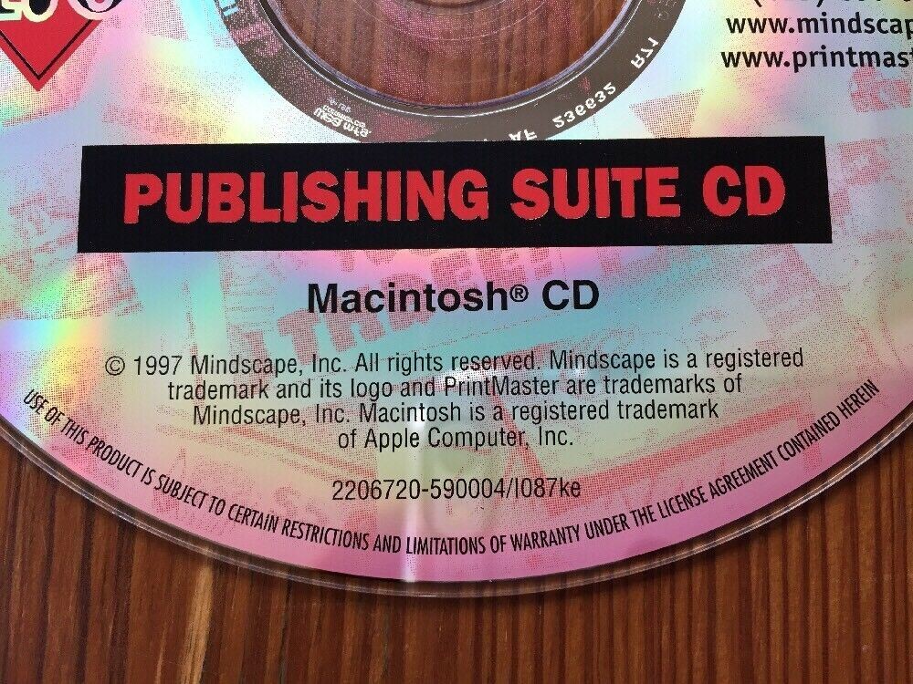 Vtg 1997 Mindscape Print Master Gold Publishing Suite 4.0 Mac Install CD Disc