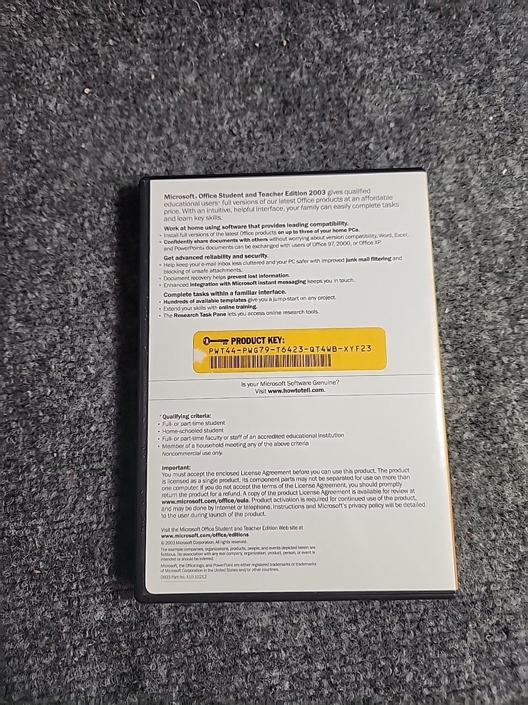 Microsoft Office Student and Teacher Edition 2003 Word Excel w/Key