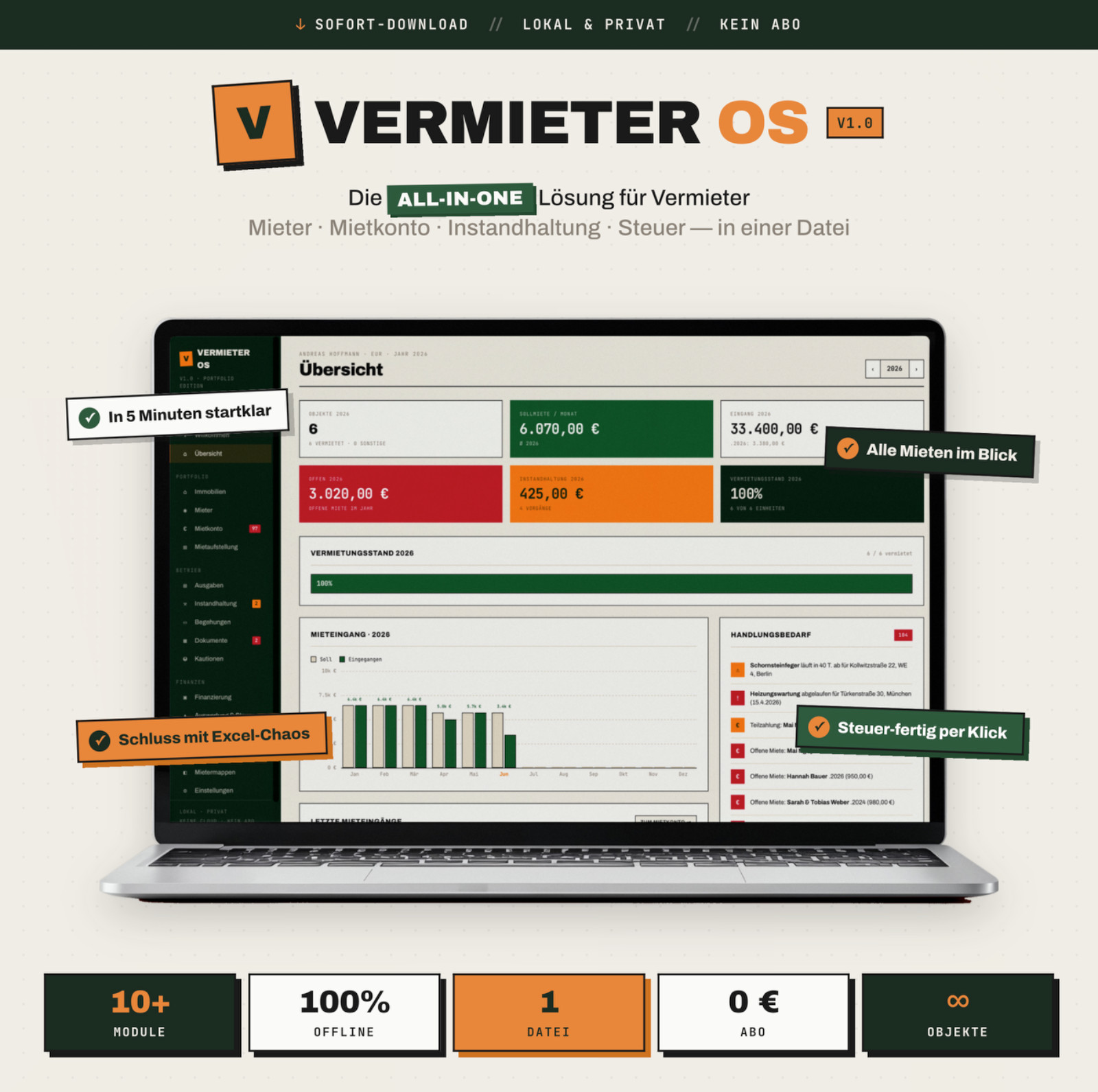 Landlord OS Software (German) | Rental Management, Utilities, Rent, Real Estate