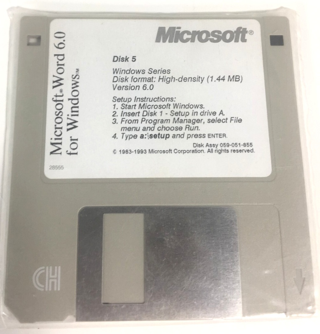 Microsoft Word 6.0 For Windows Version 6.0 | Floppy Disk Set 3.5″ Set of 9