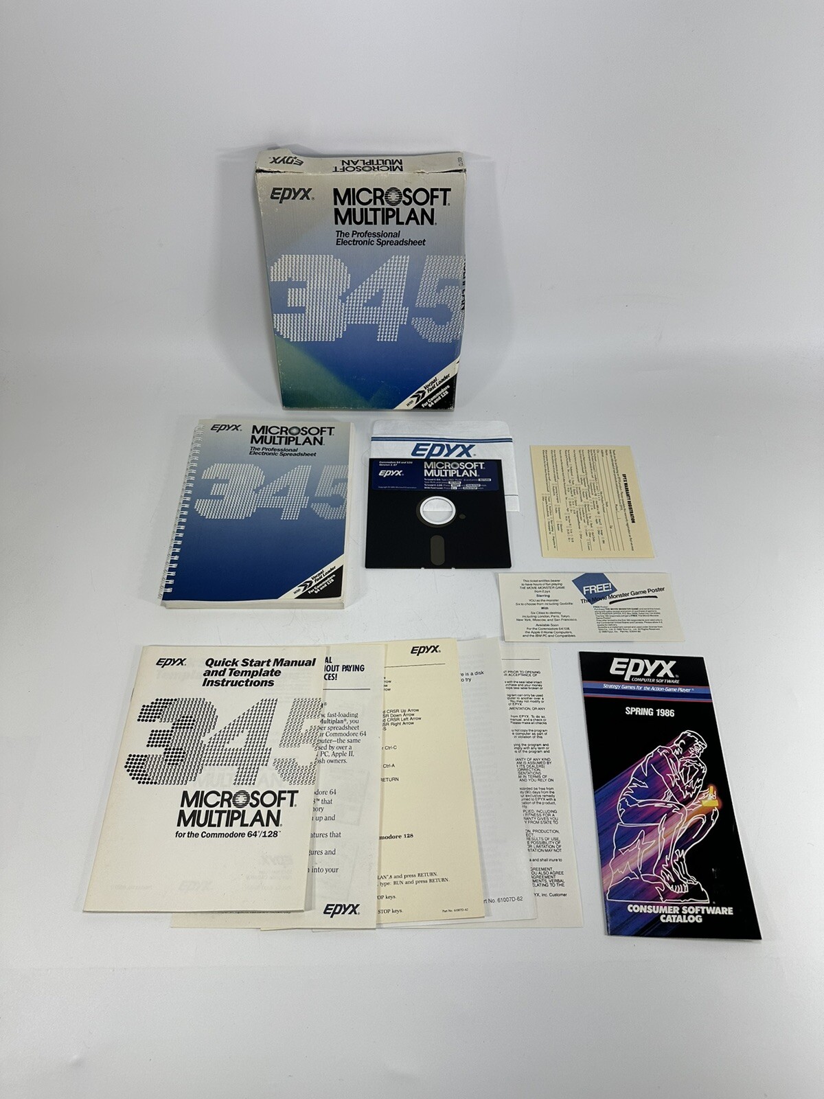 Vintage Epyx Microsoft Multiplan Spreadsheet Software For Commodore 64 & 128