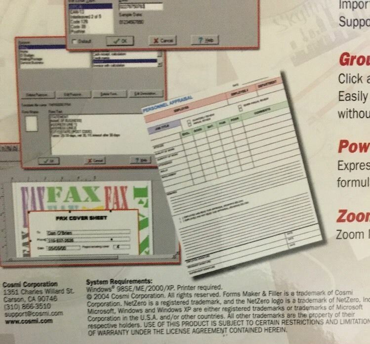 Forms Maker & Filler(PC,2007)New. for W98, ME, W2000 & WindowsXP-RARE-SHIPS N 24