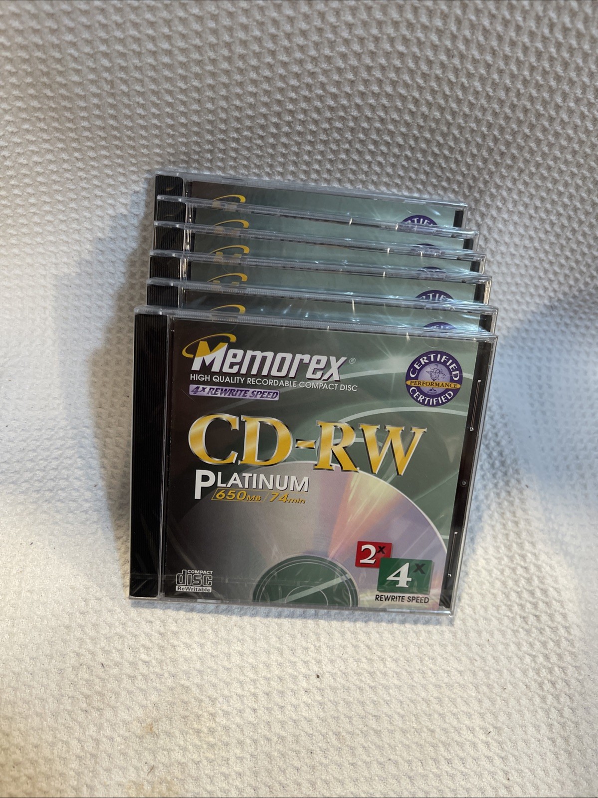 Memorex CD-RW Platinum 650MB 74min Vintage Blank Media Lot of 6 Rewritable, New