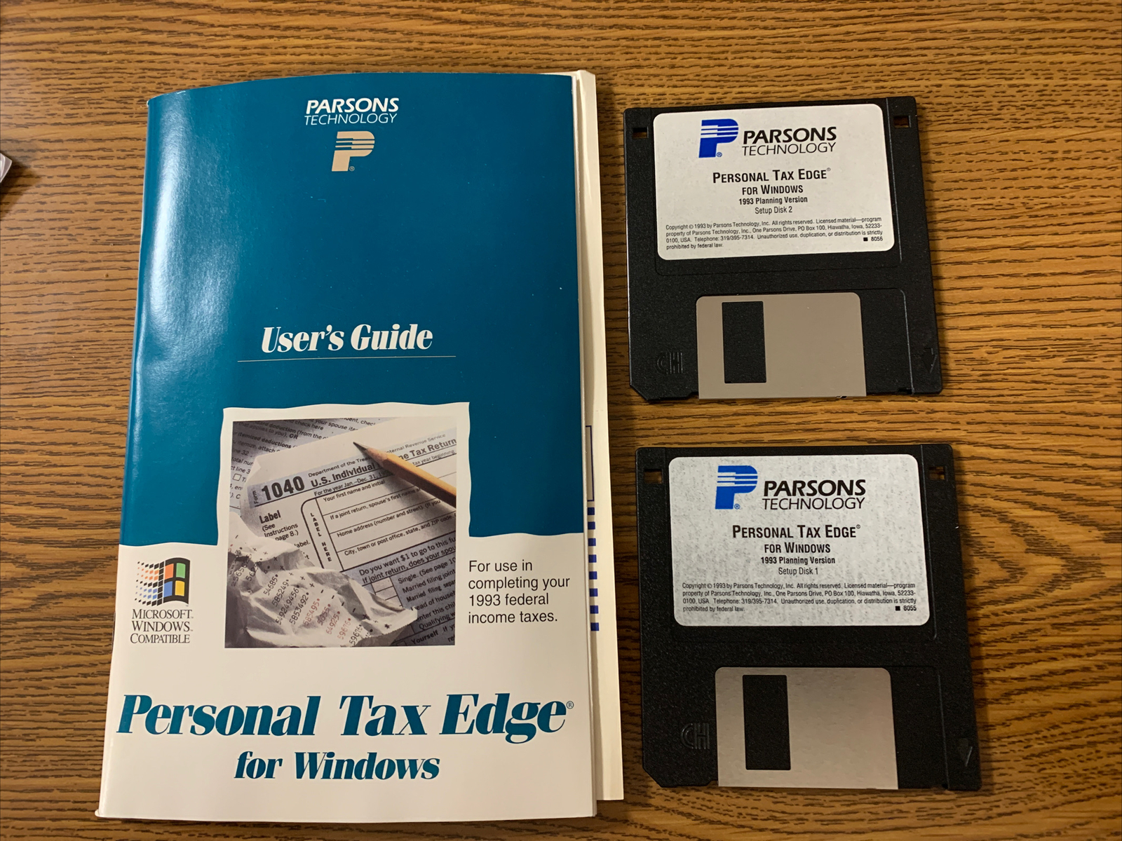 Parsons ® Technology Personal Tax Edge- Windows Disc 1&2–3.5″ Floppy 1993-LIL-B