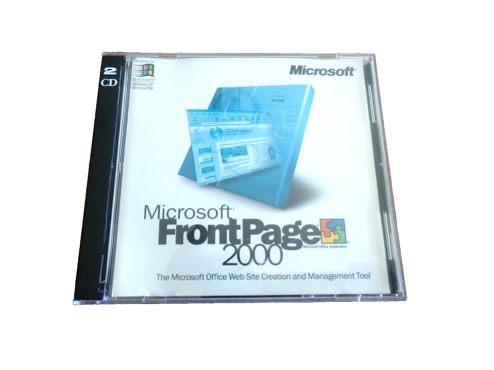 Microsoft FrontPage 2000 CD-ROM w/ Key 2 CD Set and jewel case