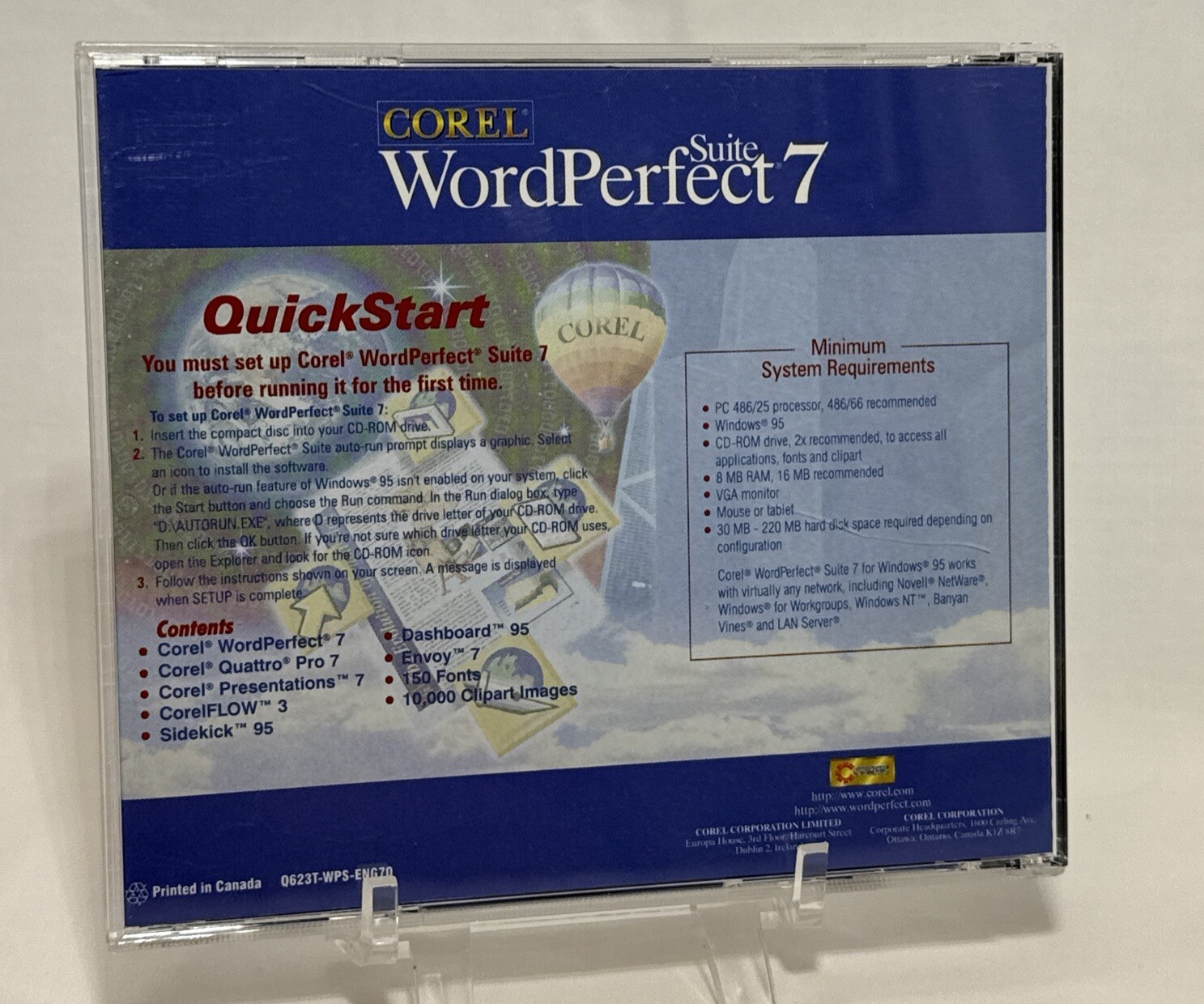COREL Clipart/WordPerfect Suite 7 CD Windows 3.1/95/Me & Manuals – Vintage 1995