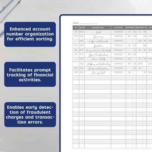 Accounting Ledger Book – Ledger Books Bookkeeping for Personal & Navy Blue