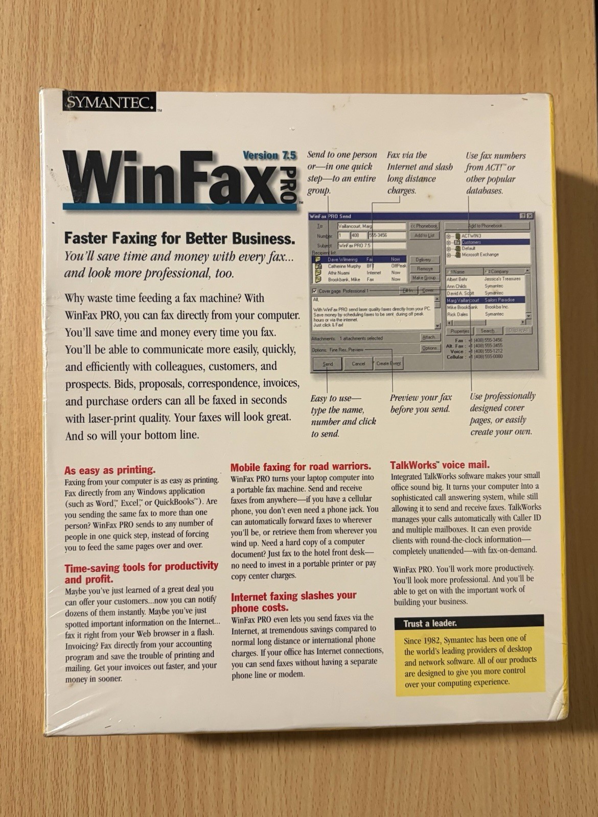WINFAX 1997 Symantec 8.0 Pro Hassle-Free Faxing Version 95/NT SEALED!