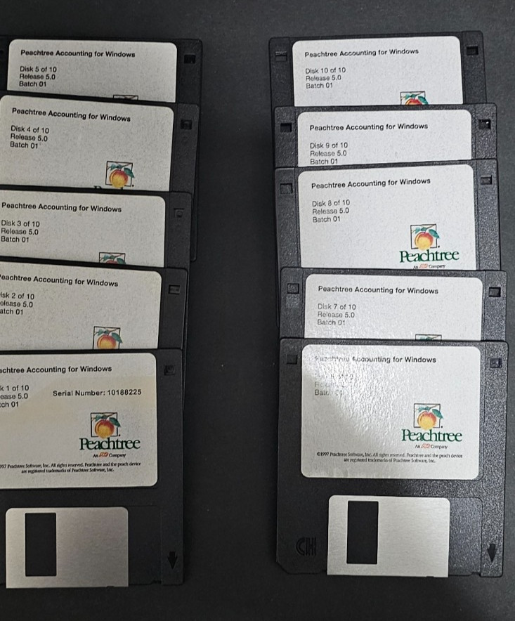 Peachtree Accounting 98 Complete Big Box Windows 95 3.1 PC Software Manuals Disk
