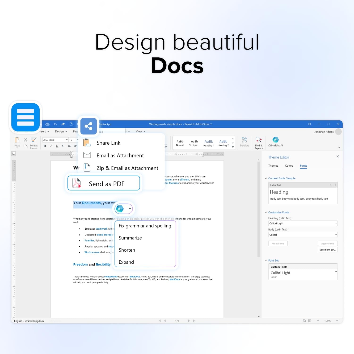 MobiOffice 4-in-1 Productivity Suite for Windows | License | Includes Word Pr…