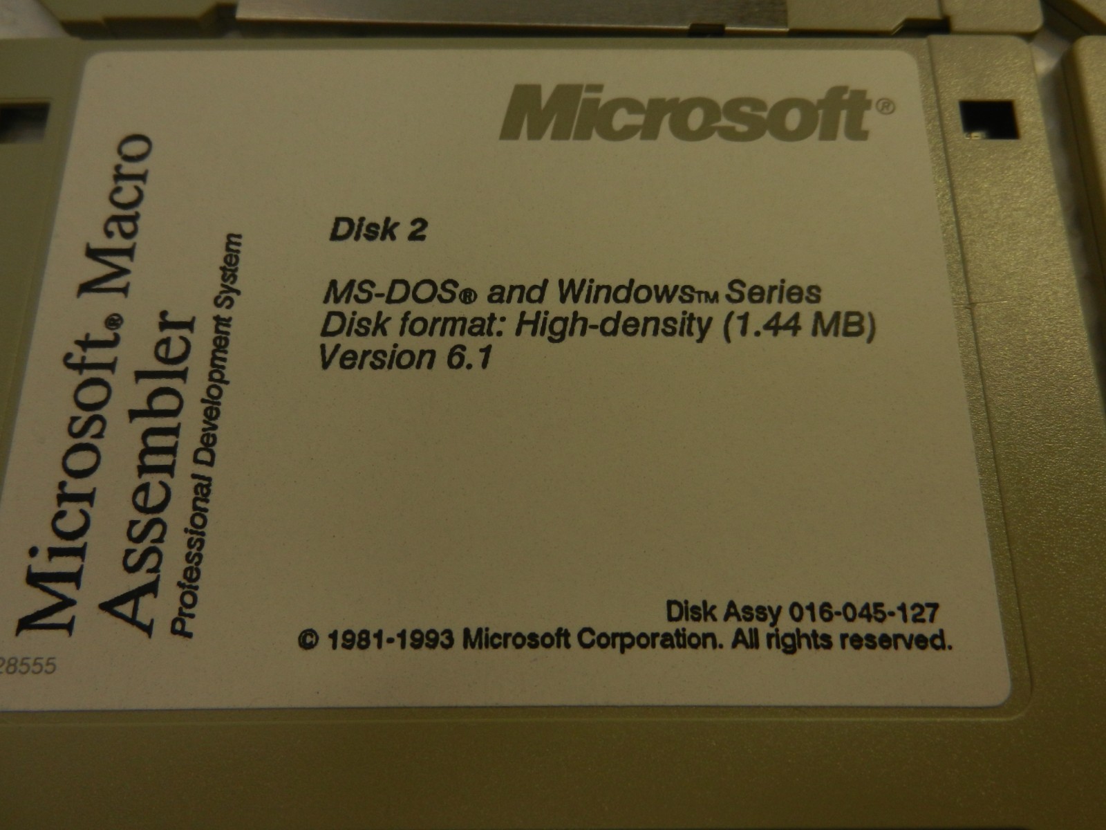 Microsoft Macro Assembler 6.1 MS-DOS / Windows Floppy Disks Floppies 3.5″