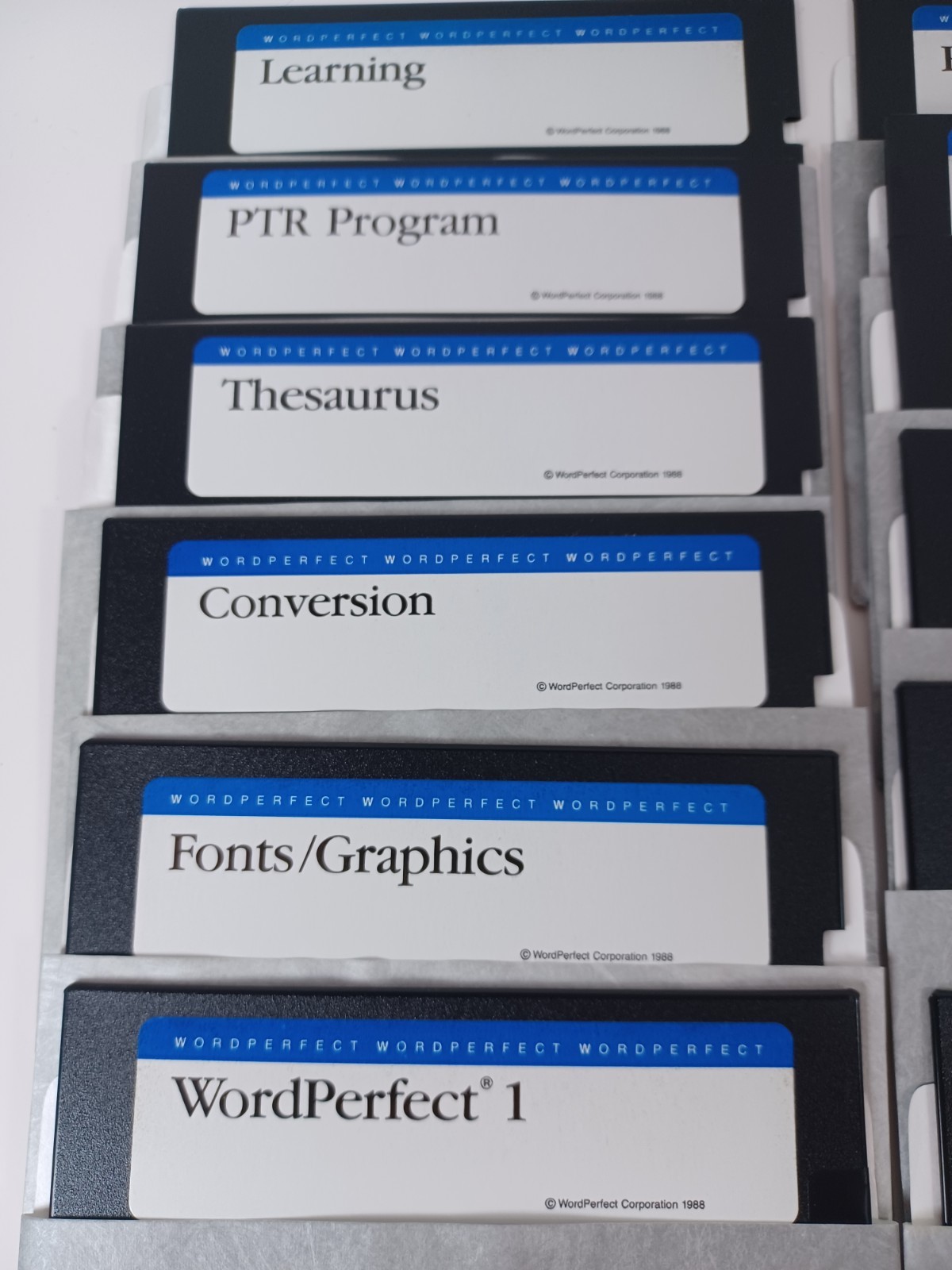 WordPerfect 1 and 2 + (10) Font/Graphics, Speller etc 5.25″ Disks