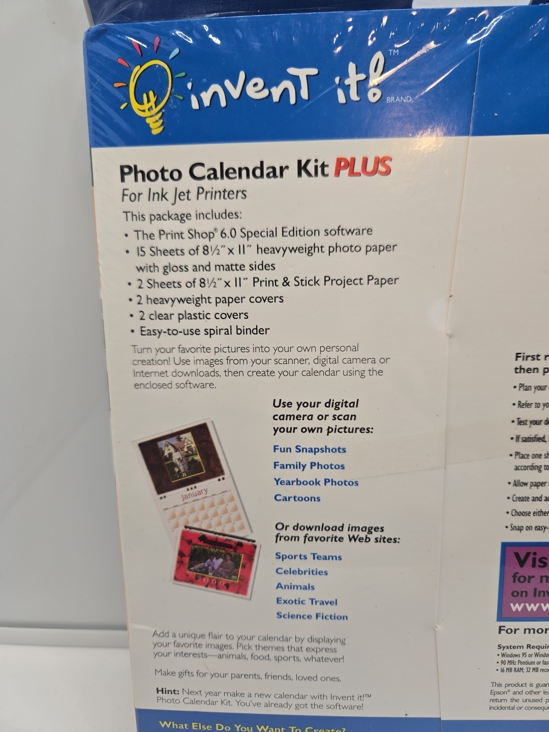 Invent it Photo Calendar Kit Plus for Ink Jet Printers Software Included NEW