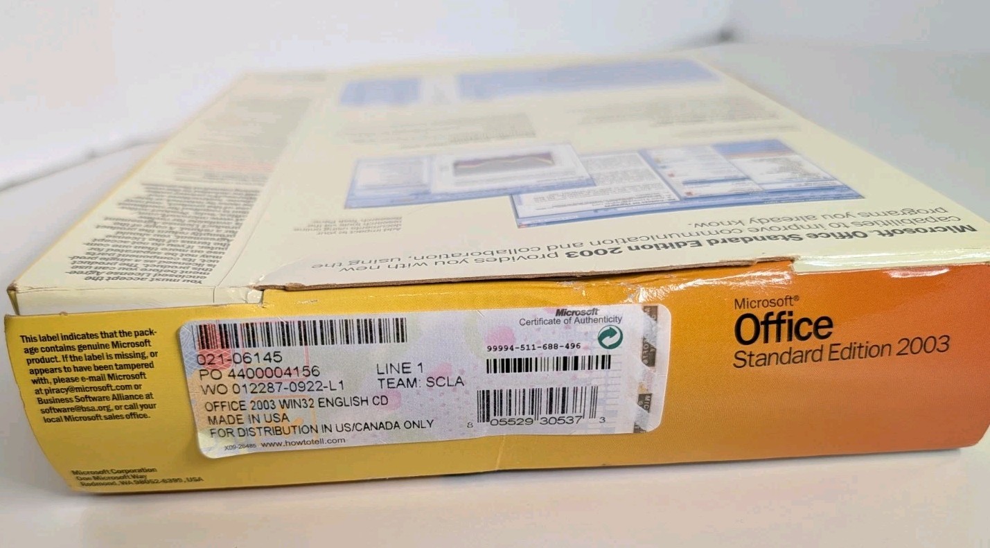 Microsoft Office Standard Edition 2003 Original Box Word Excel Outlook w/ Key CD
